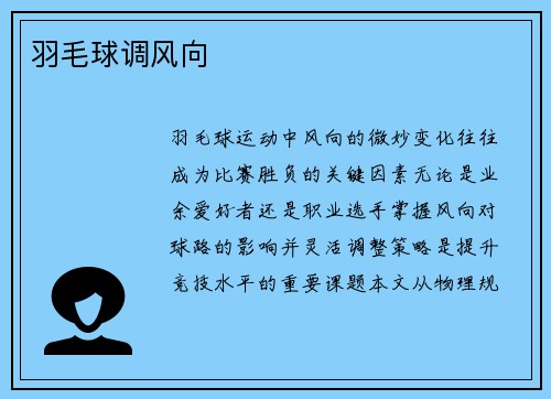 羽毛球调风向